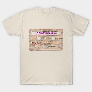 80s Music Wordcloud for Lighter Backgrounds T-Shirt